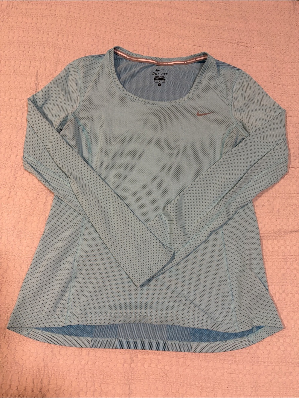 Nike Light Blue Long Sleeve Dri-FIT Mesh Top